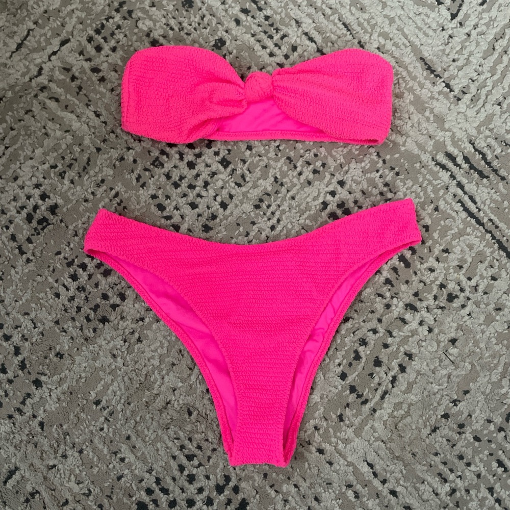 PacSun hot pink strapless swim suit